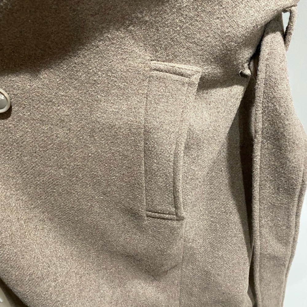 ASOS Brown Funnel Neck Long Wool Coat - Picture 7 of 10